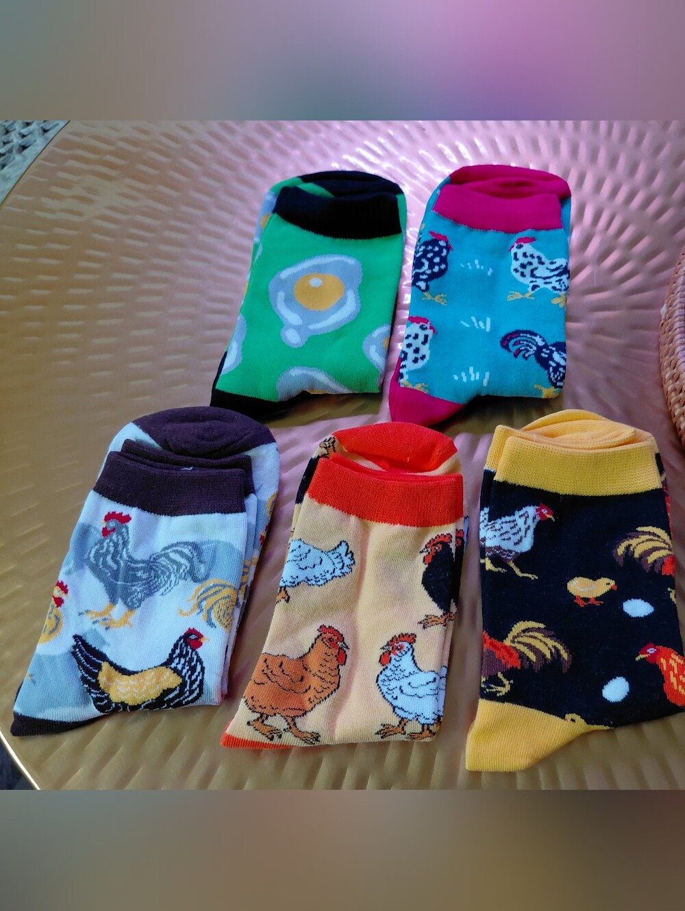 Colorful Chicken & Egg Novelty Women's Socks - Pack of 5 NWOT